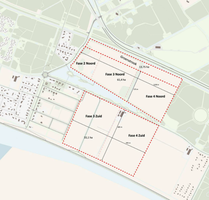 Getekende luchtafbeelding van de te realiseren bouw in Overgooi