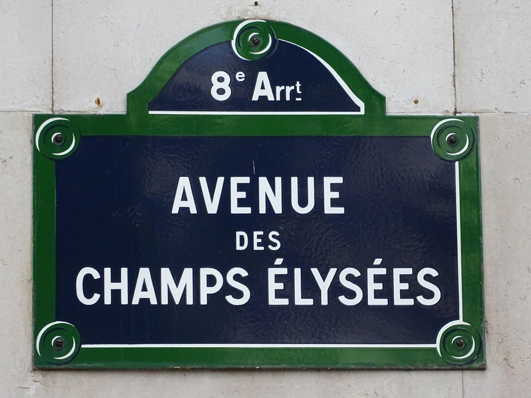 Foto van straatnaambord van de Champs Elysees